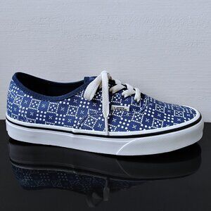 Vans Women's Authentic Canvas Sneaker in Cool & Unique Checker Dot Blue